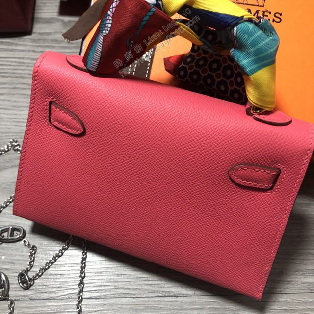 Hermes女包 愛馬仕kelly2代 Epsom金銀扣 全手縫 Hermes新款Mini kelly女包  am1824